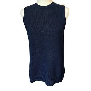J.McLaughlin Women's Sleeveless Knit Top Casual Navy Blue Crewneck‎